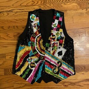 Sequin Multicolor Men's Vest - Statement Party Jacket